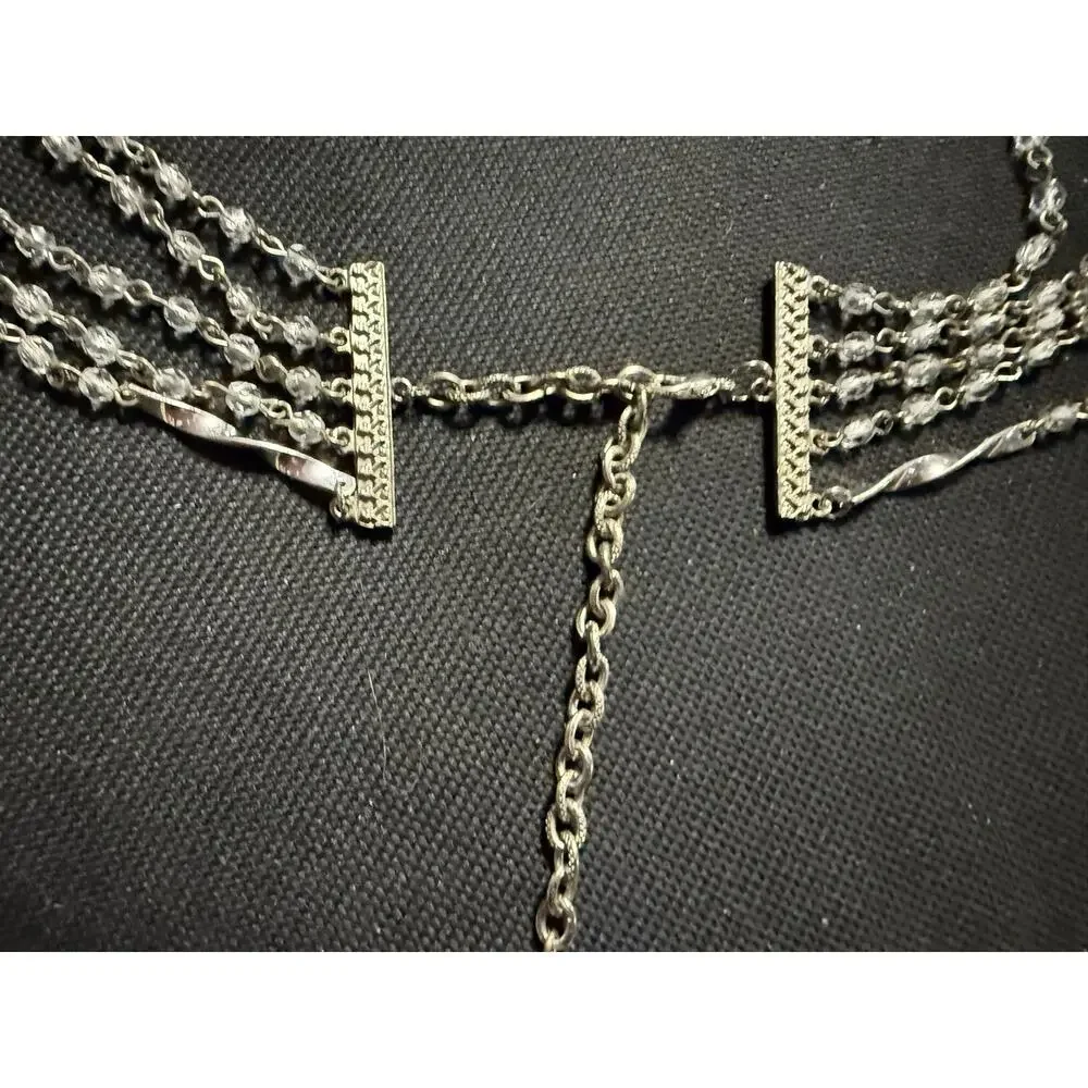 Handmade 5 Layer Vintage Crystal Statement Necklace OOAK